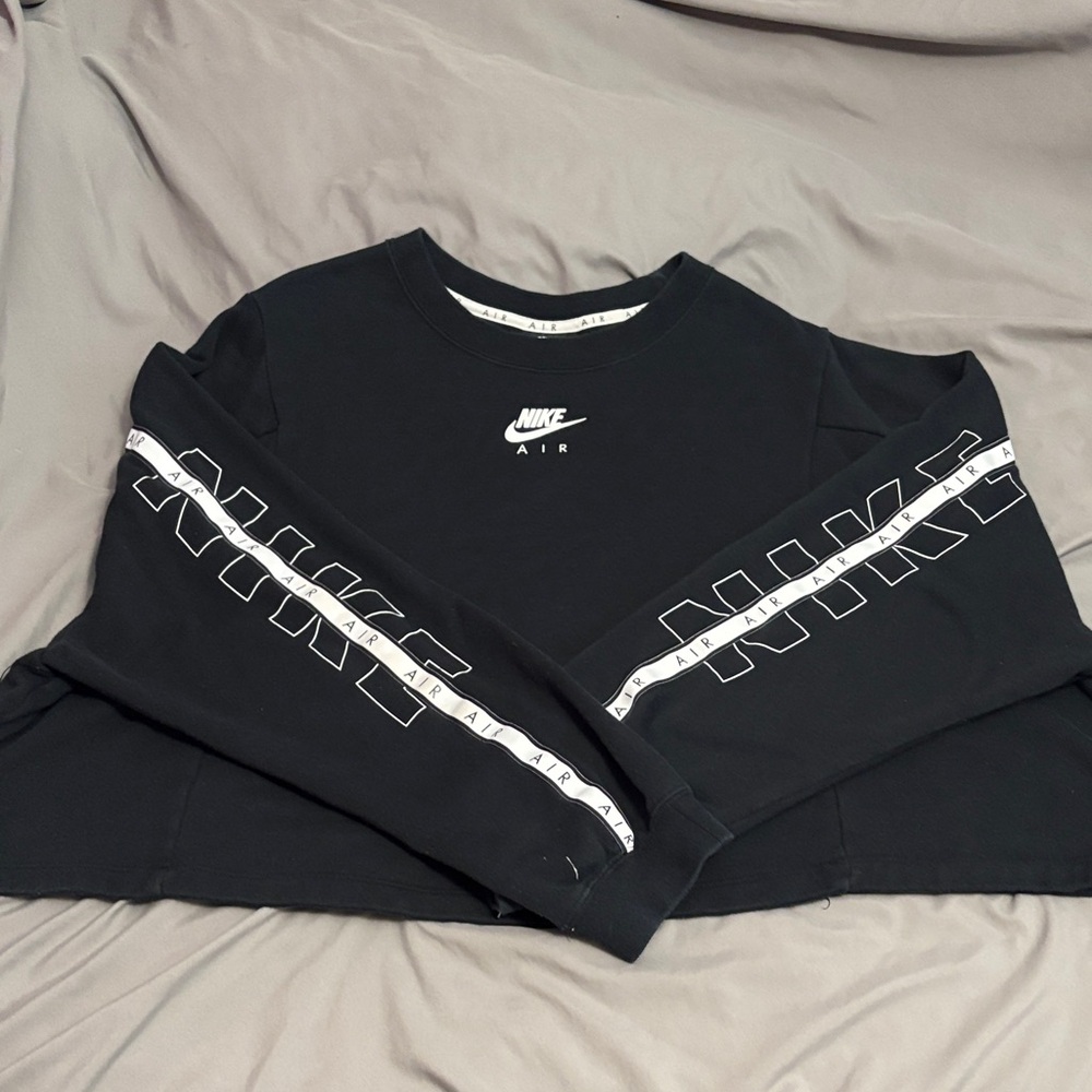 Nike Black Long Sleeve Crewneck Top with Sleeve Graphic